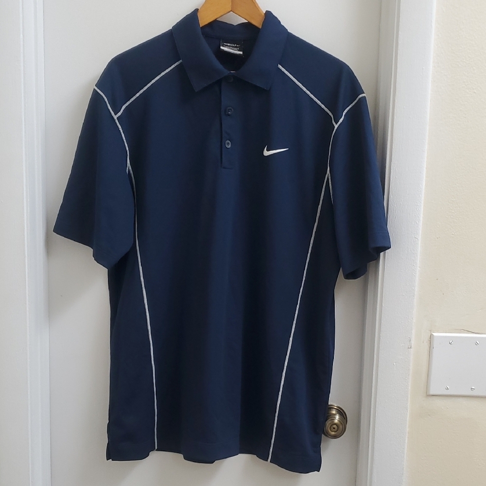 Nike Men's Navy Blue Polo Shirt Size L